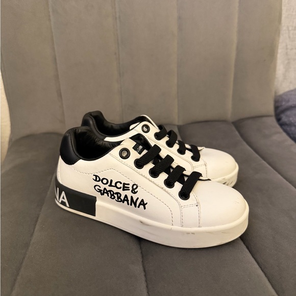 Dolce & Gabbana White and Black Kids Sneakers - Picture 2 of 7